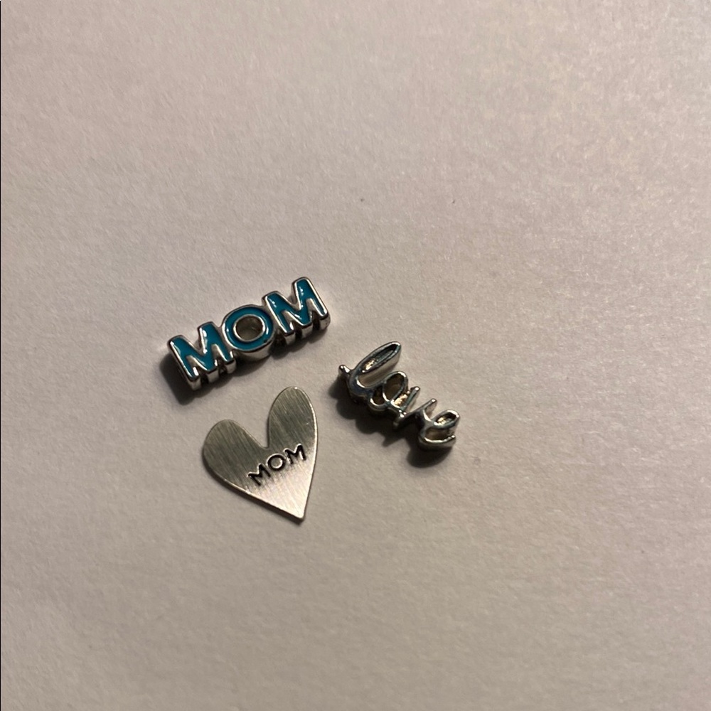 Origami Owl Silver and Blue Mom Love Charms Set
